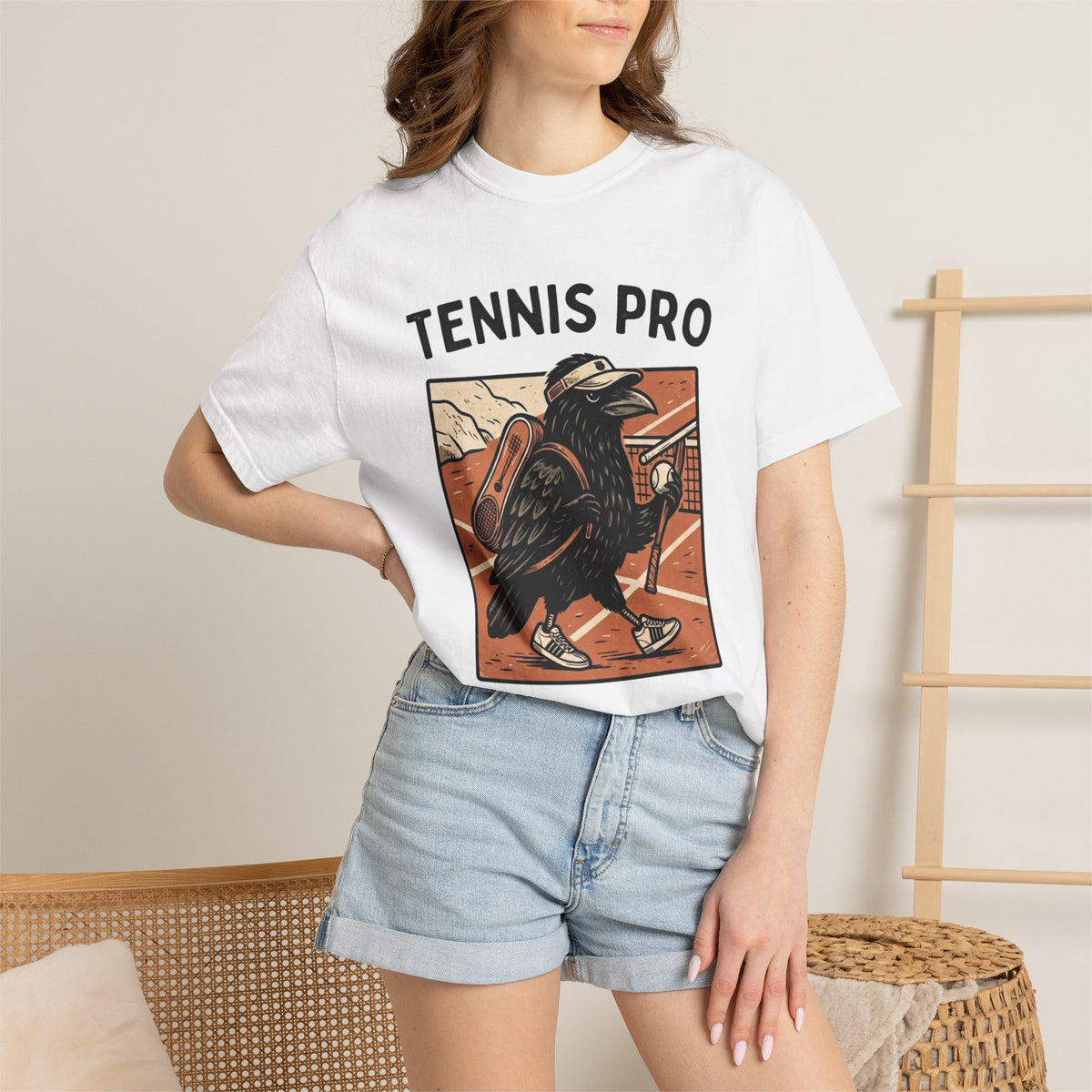 Tennis Pro T‑Shirt — Vintage Raven Tennis Graphic