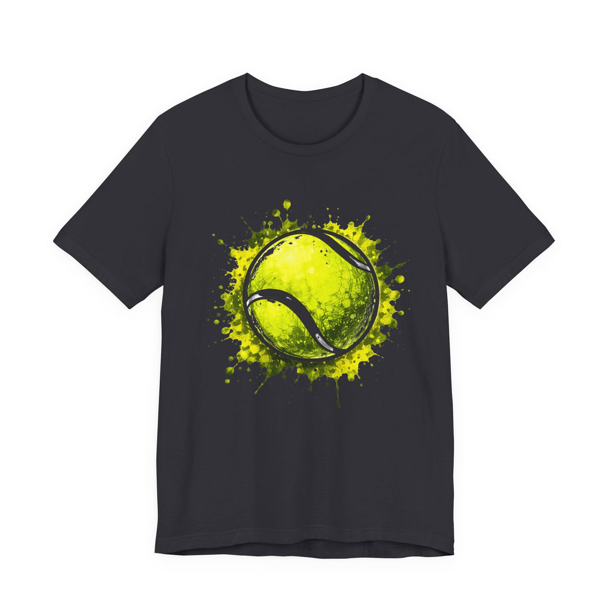Tennis Tee — Watercolor Ball & Cartoon Player Short Sleeve Shirt