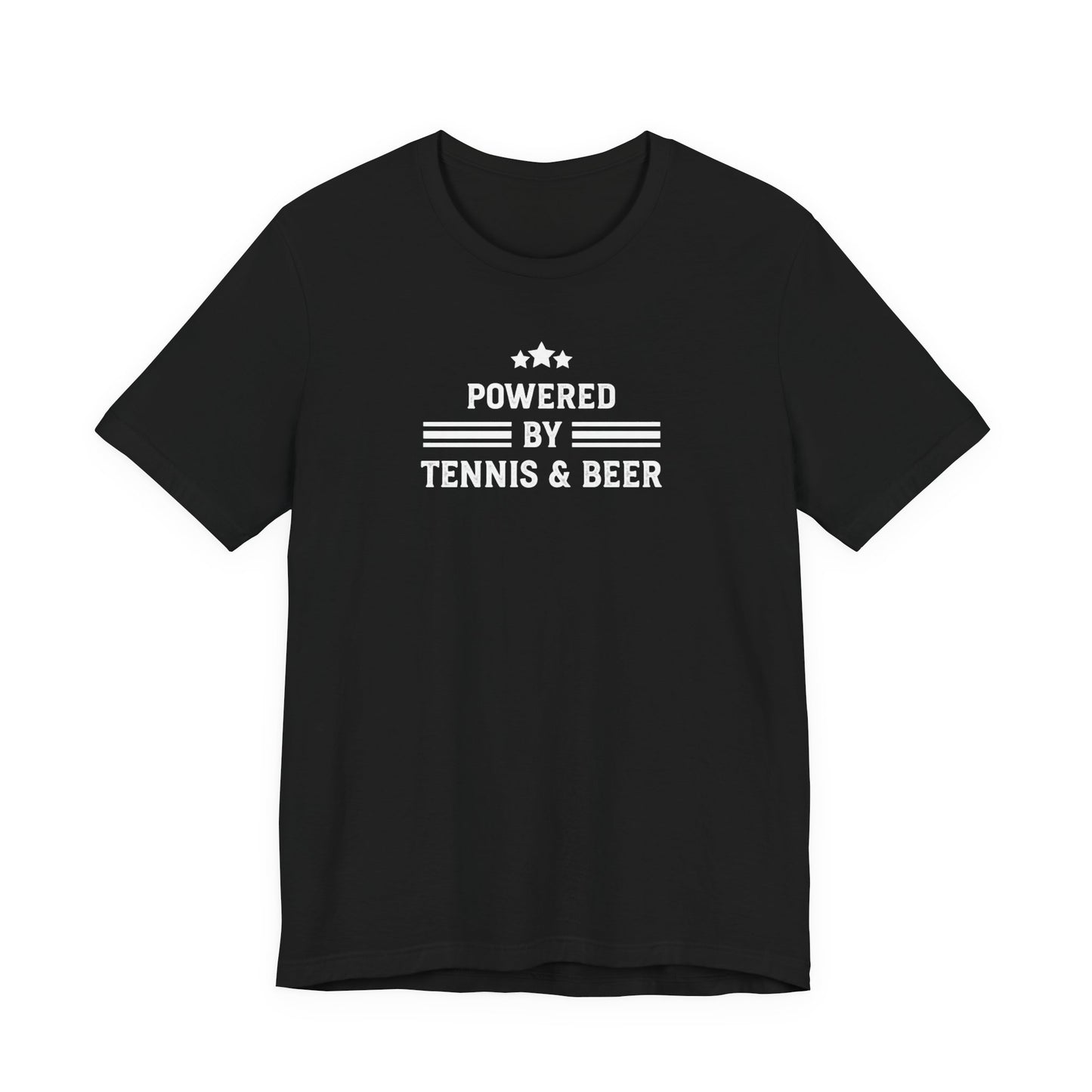 T-Shirt — "Powered by Tennis & Beer" Graphic Tee