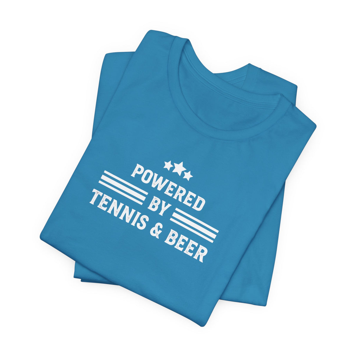 T-Shirt — "Powered by Tennis & Beer" Graphic Tee