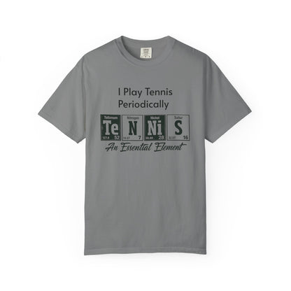 Tennis Periodically T‑Shirt — “An Essential Element” Chemistry Tennis Tee