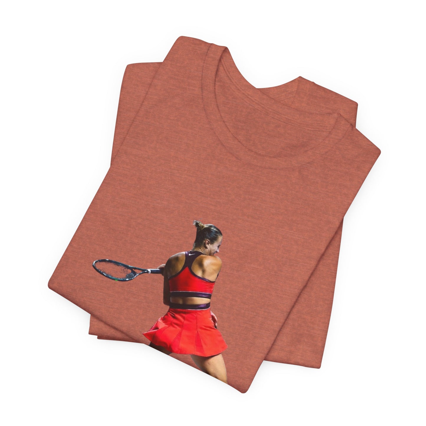 Tennis Player Sabalenka Graphic Tee — Women’s Red Dress Tennis Apparel