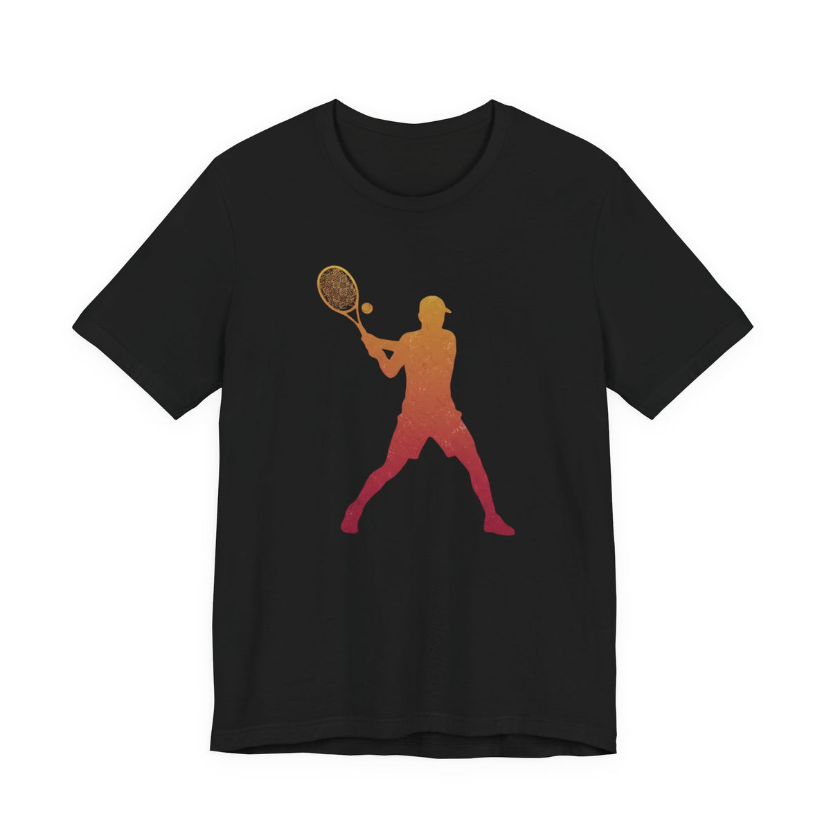 Tennis Player Silhouette Tee — Sunset Racket Graphic Shirt