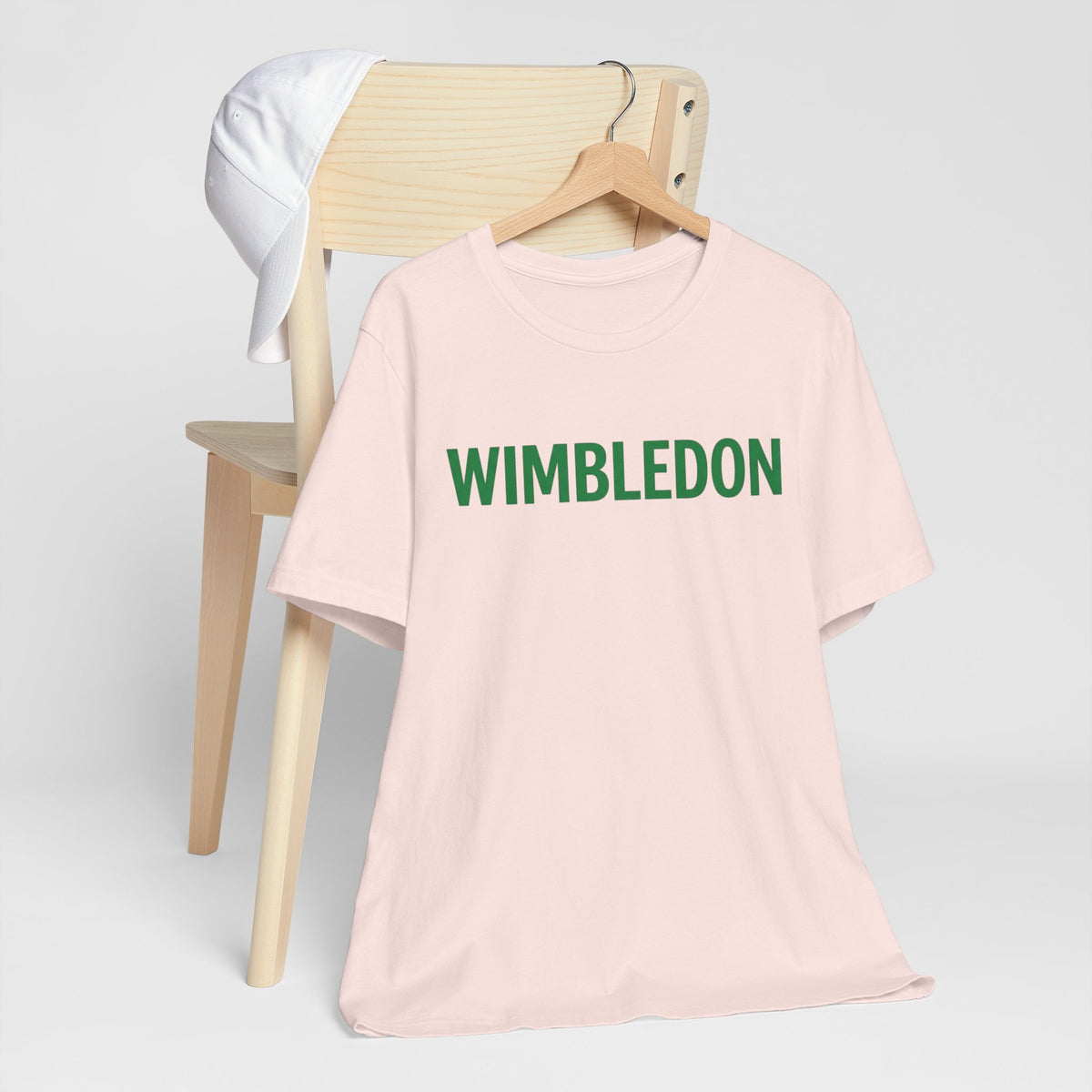 Wimbledon Classic Logo Tee — Green Text Tennis T‑Shirt