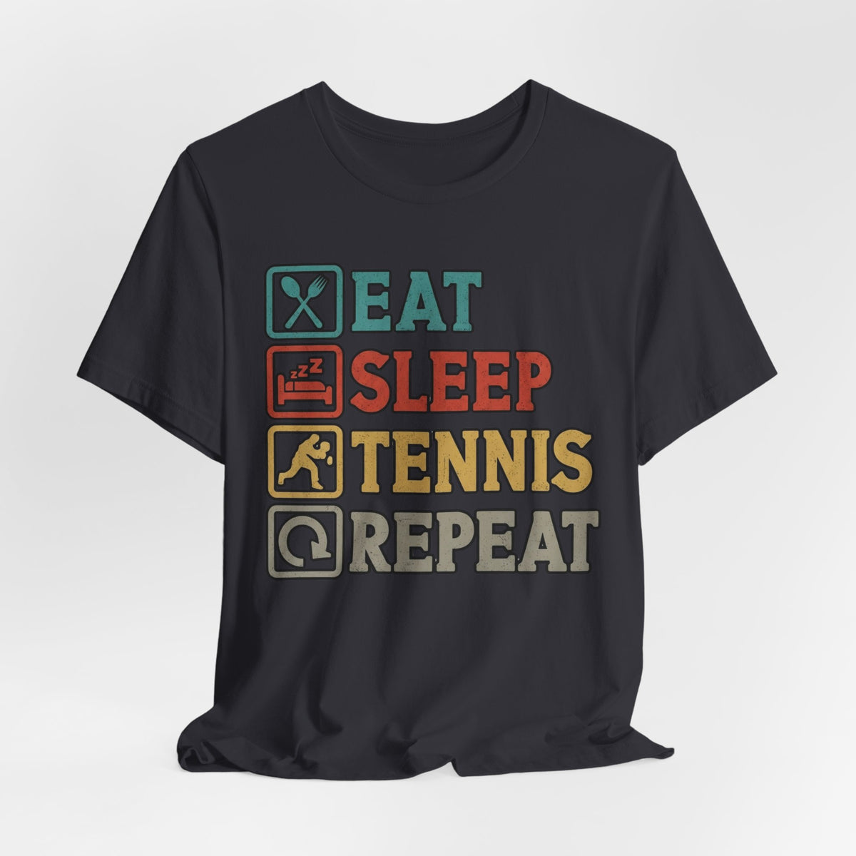 Tennis Tee — "Eat Sleep Tennis Repeat" Vintage Graphic Shirt
