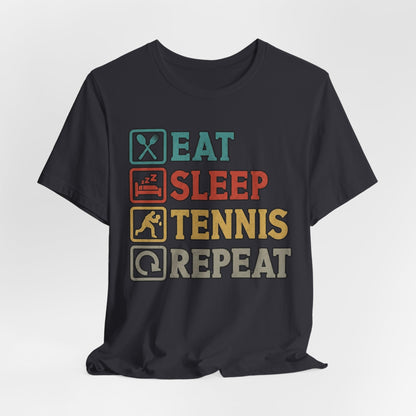 Tennis Tee — "Eat Sleep Tennis Repeat" Vintage Graphic Shirt