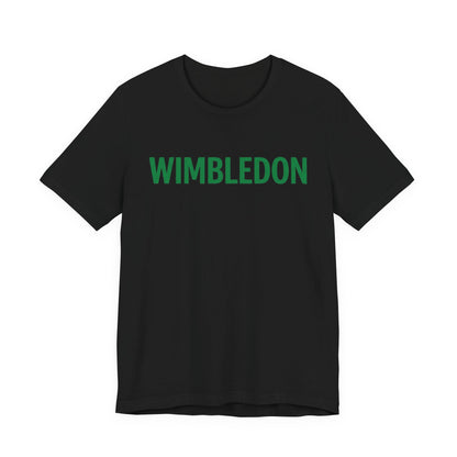 Wimbledon Classic Logo Tee — Green Text Tennis T‑Shirt
