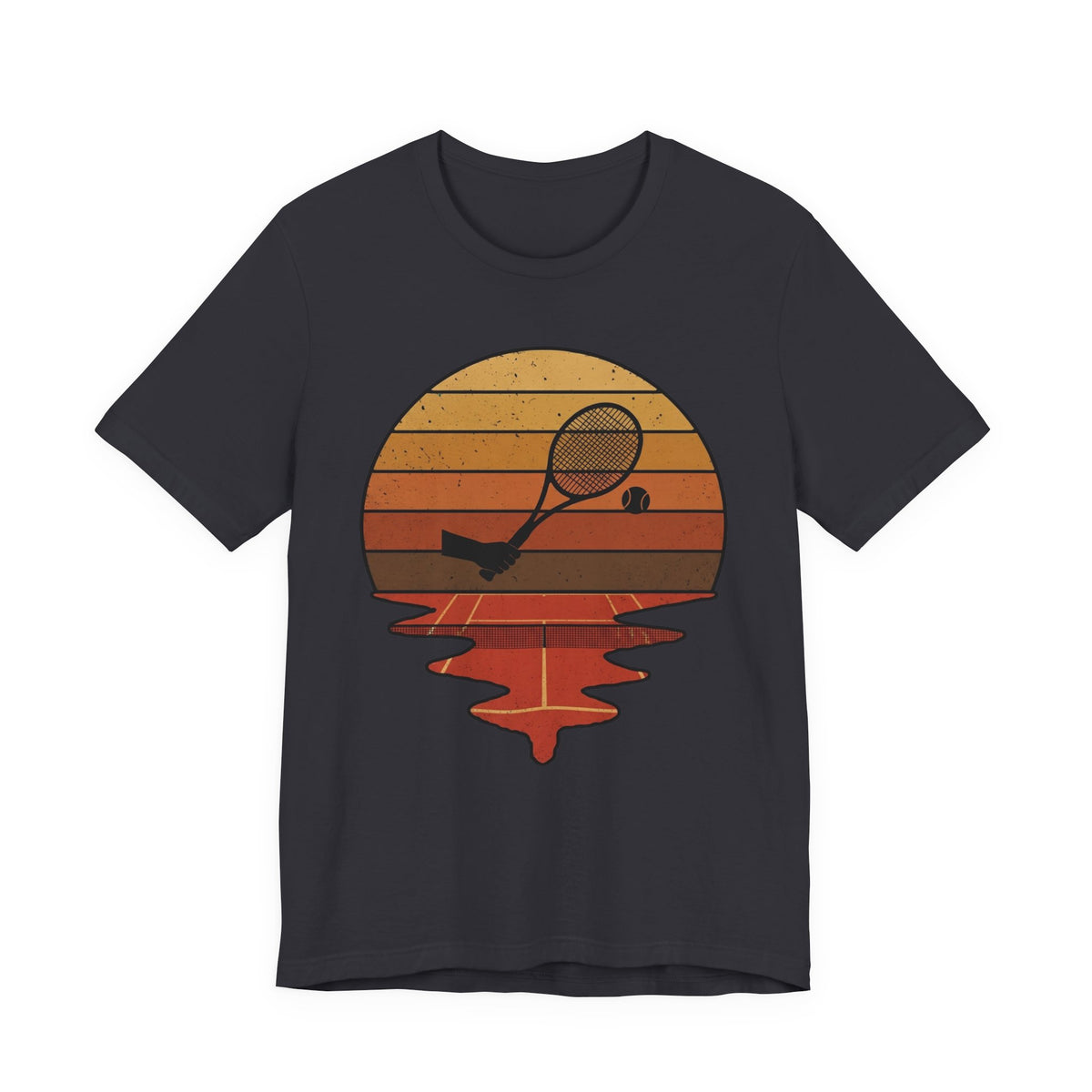 Retro Tennis Sunset Tee — Vintage Racket & Ball Graphic T‑Shirt
