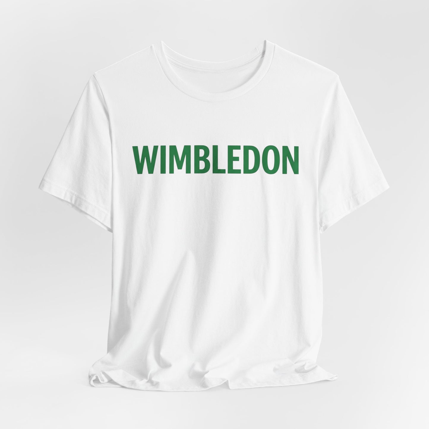 Wimbledon Classic Logo Tee — Green Text Tennis T‑Shirt