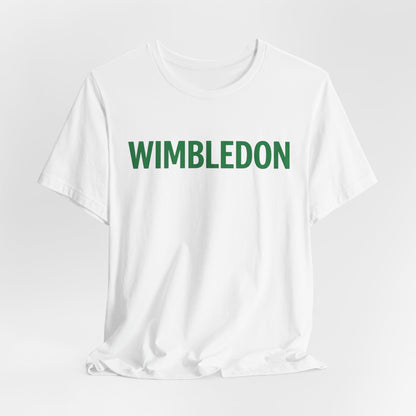 Wimbledon Classic Logo Tee — Green Text Tennis T‑Shirt