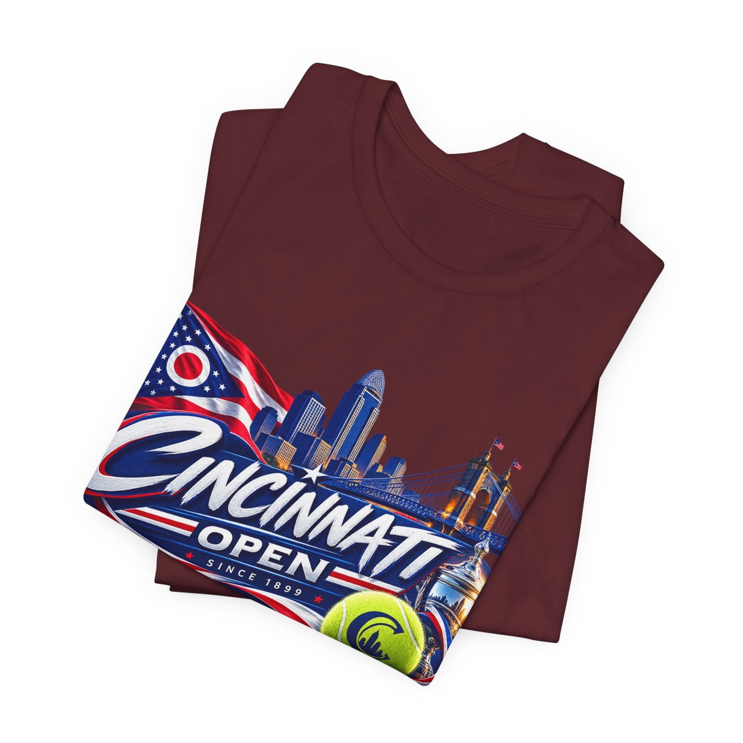 Cincinnati Open Tennis T‑Shirt – City Skyline & Tennis Ball Graphic