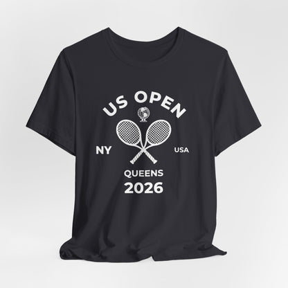 US Open Queens 2026 Tennis Tee — NY USA Vintage Racket T-Shirt