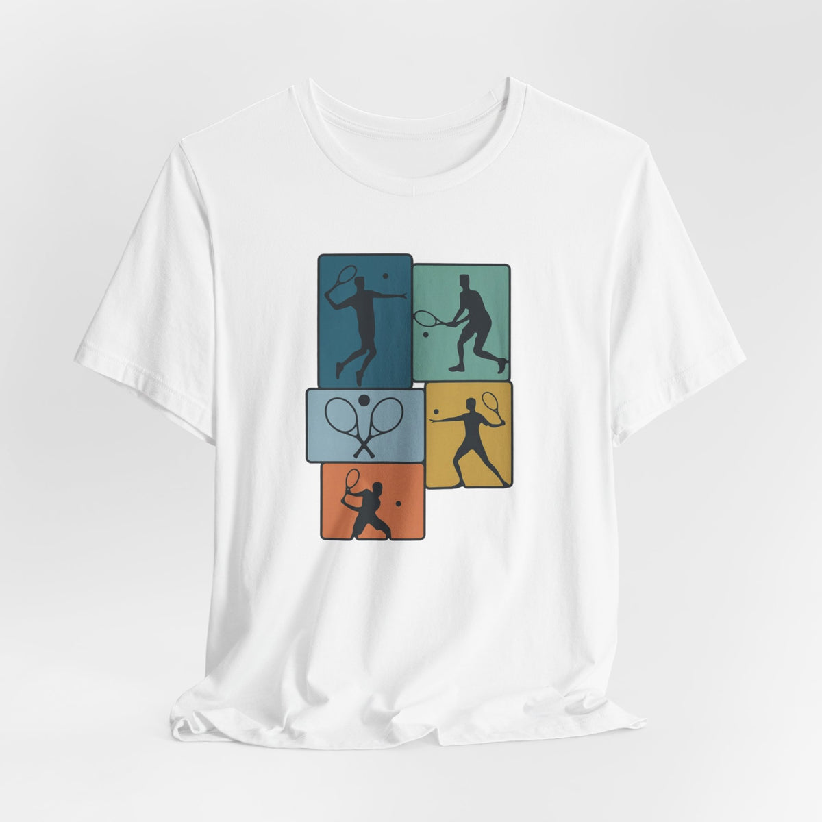 Tennis Silhouette Graphic Tee — Color Block Racket Players