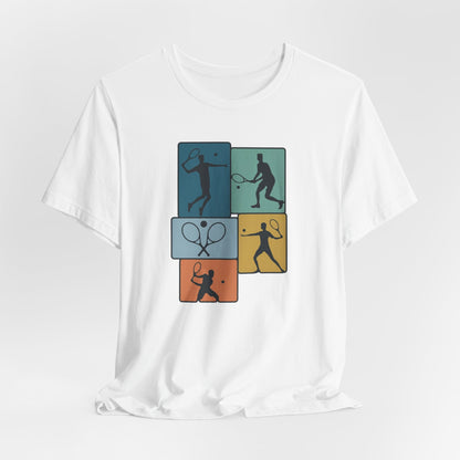 Tennis Silhouette Graphic Tee — Color Block Racket Players
