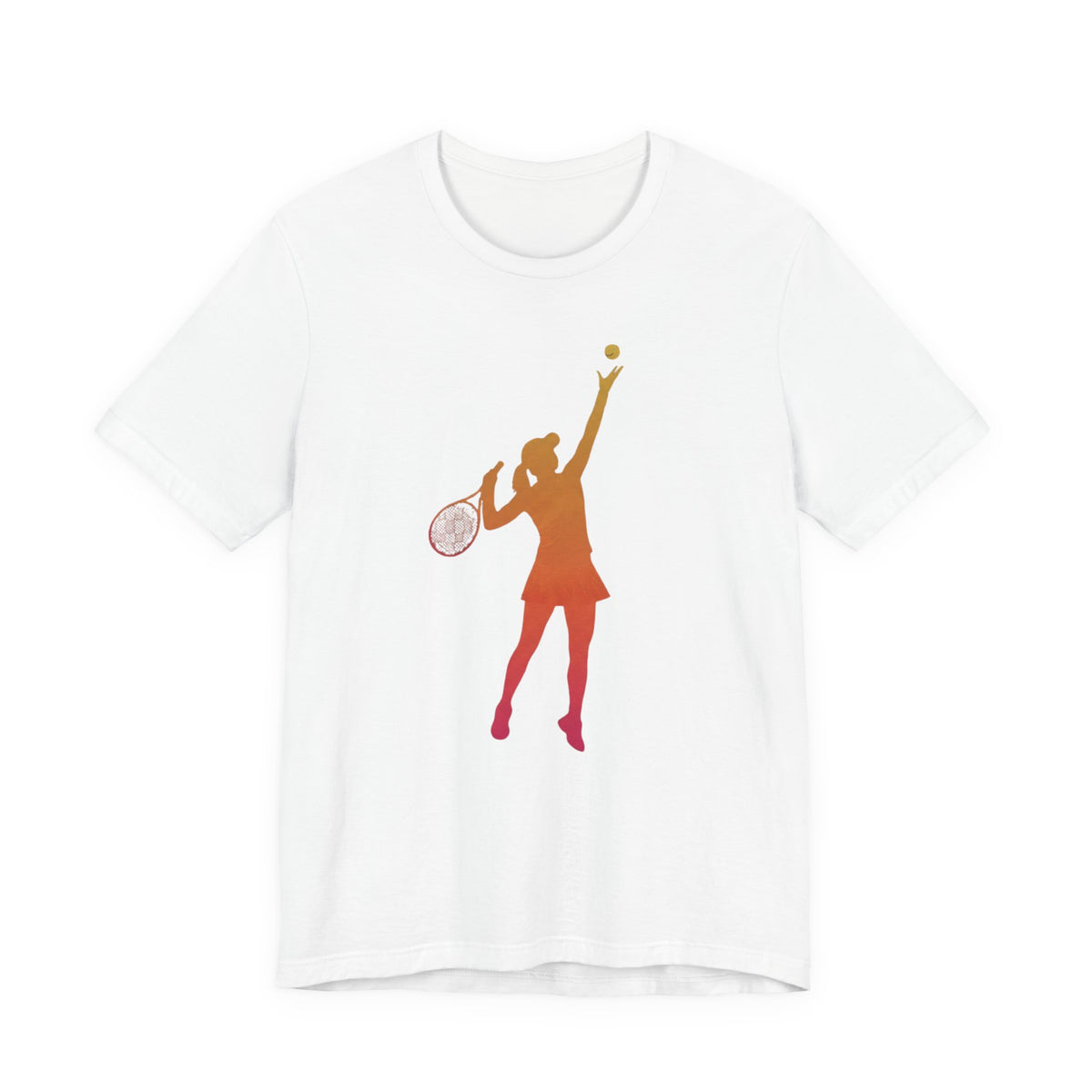 Tennis Serve Silhouette Tee — Gradient Female Tennis Player Graphic T‑Shirt