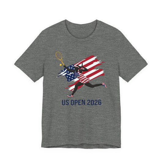 US Open 2026 Tennis T‑Shirt — American Flag Tennis Player Graphic Tee