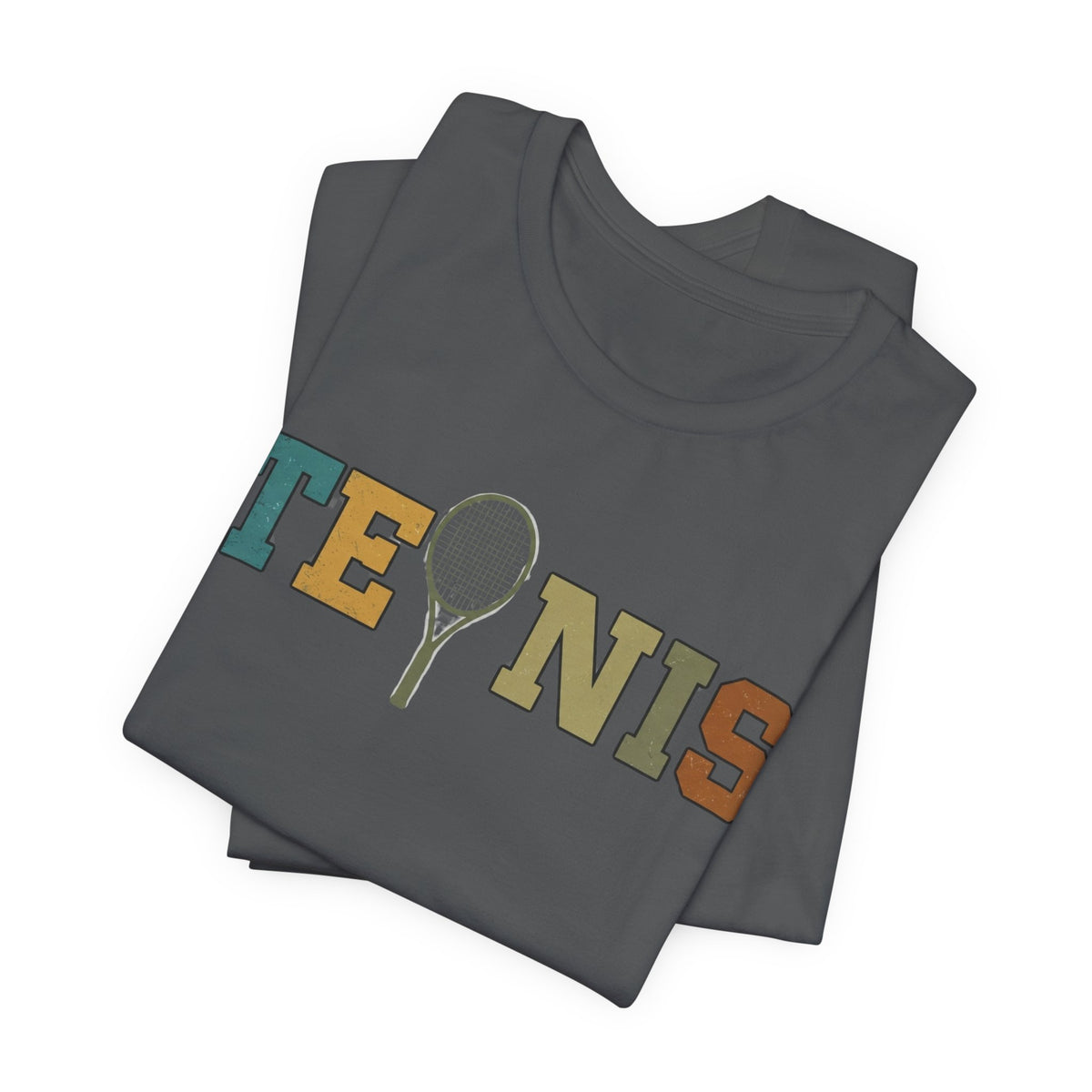 Tennis Retro Graphic Tee — Vintage Racket Lettering Shirt