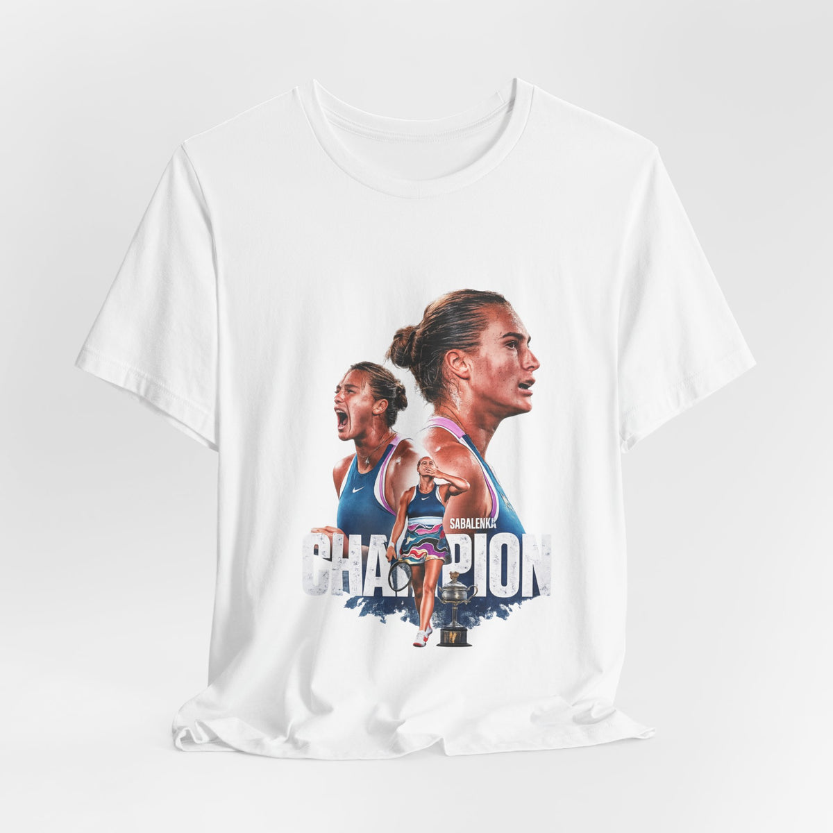 Champion Athlete Sabalenka Graphic Tee — "CHAMPION" Player Portrait T-Shirt
