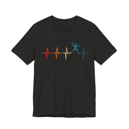 Heartbeat Tennis T‑Shirt — Colorful Surf Pulse Graphic Tee