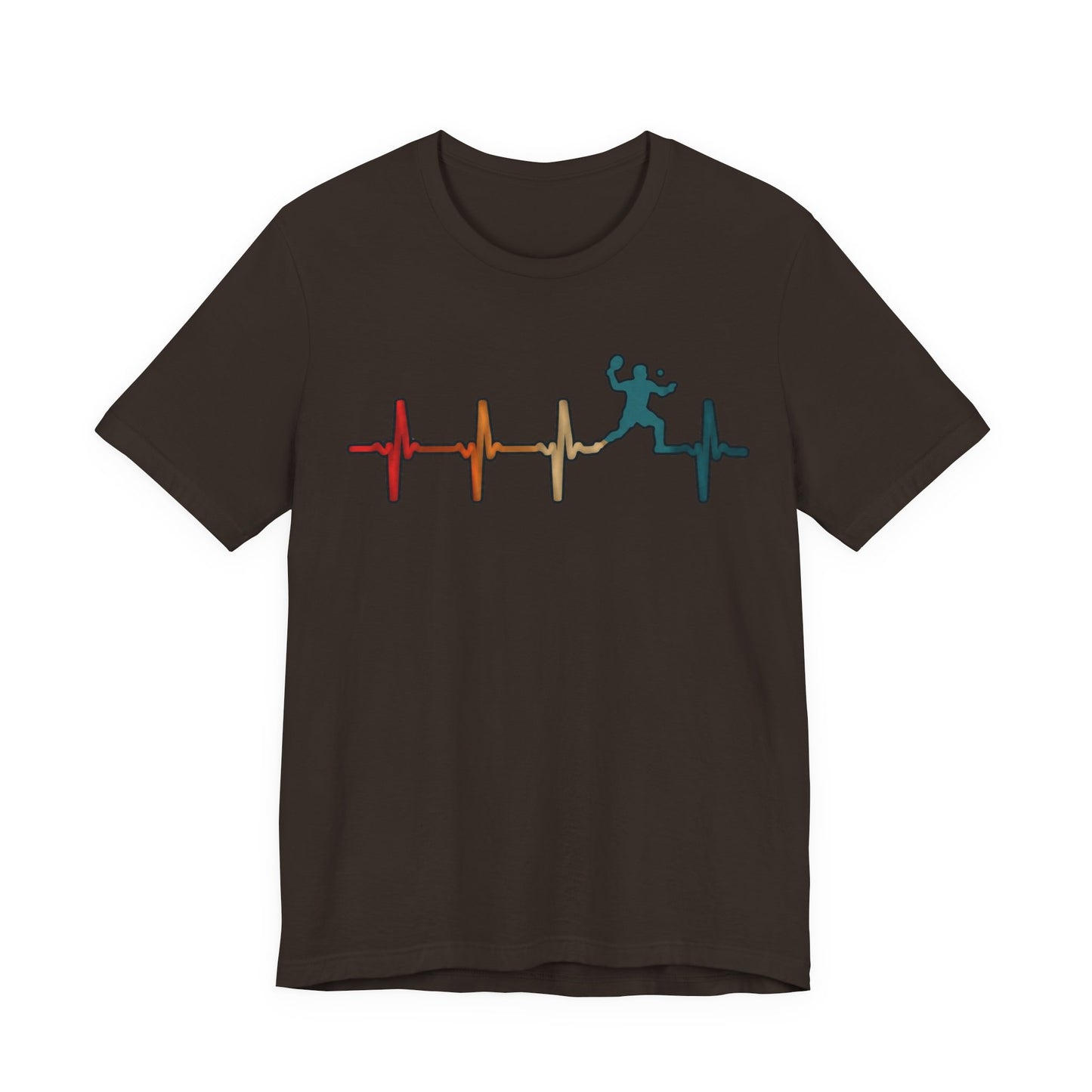 Heartbeat Tennis T‑Shirt — Colorful Surf Pulse Graphic Tee