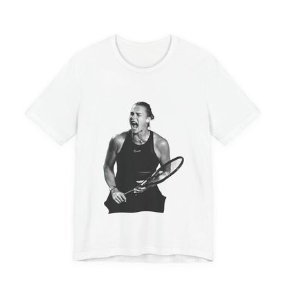 Tennis Player Sabalenka Graphic Tee — Energetic Champion Tennis T‑Shirt
