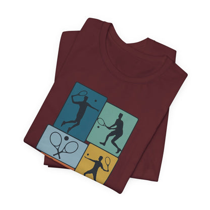 Tennis Silhouette Graphic Tee — Color Block Racket Players