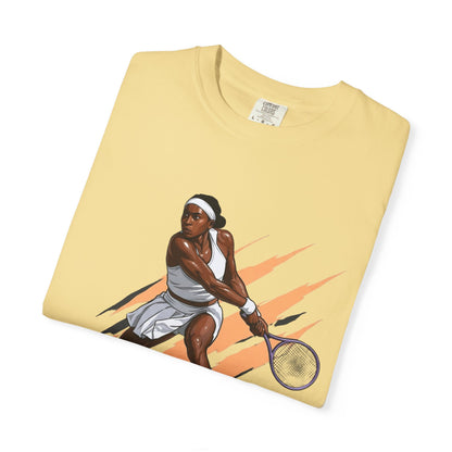 COCO GAUFF Tennis Player Graphic T-Shirt — Dynamic Women's Tennis Art Tee