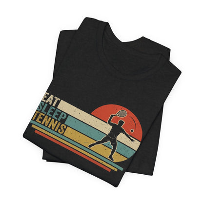 Eat Sleep Tennis Retro Graphic Tee — Vintage Tennis Player T‑Shirt