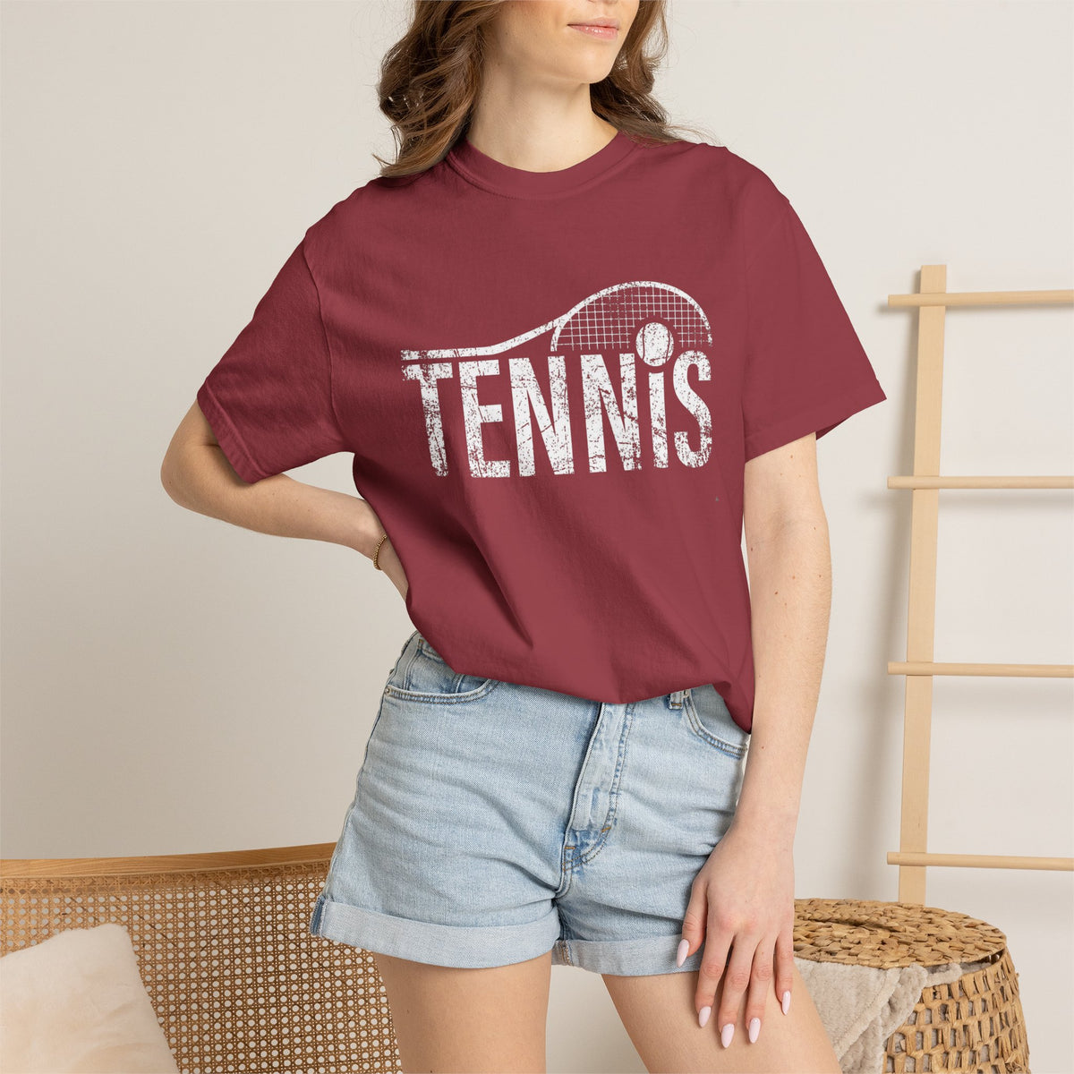 Tennis Vintage Graphic T-Shirt — Distressed Racket & Ball Tee