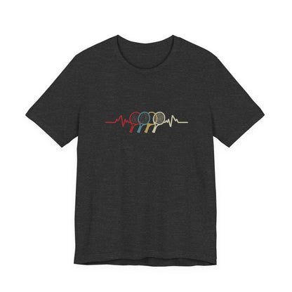Tennis Heartbeat Tee — Retro Racket Line Art T-Shirt