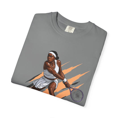 COCO GAUFF Tennis Player Graphic T-Shirt — Dynamic Women's Tennis Art Tee