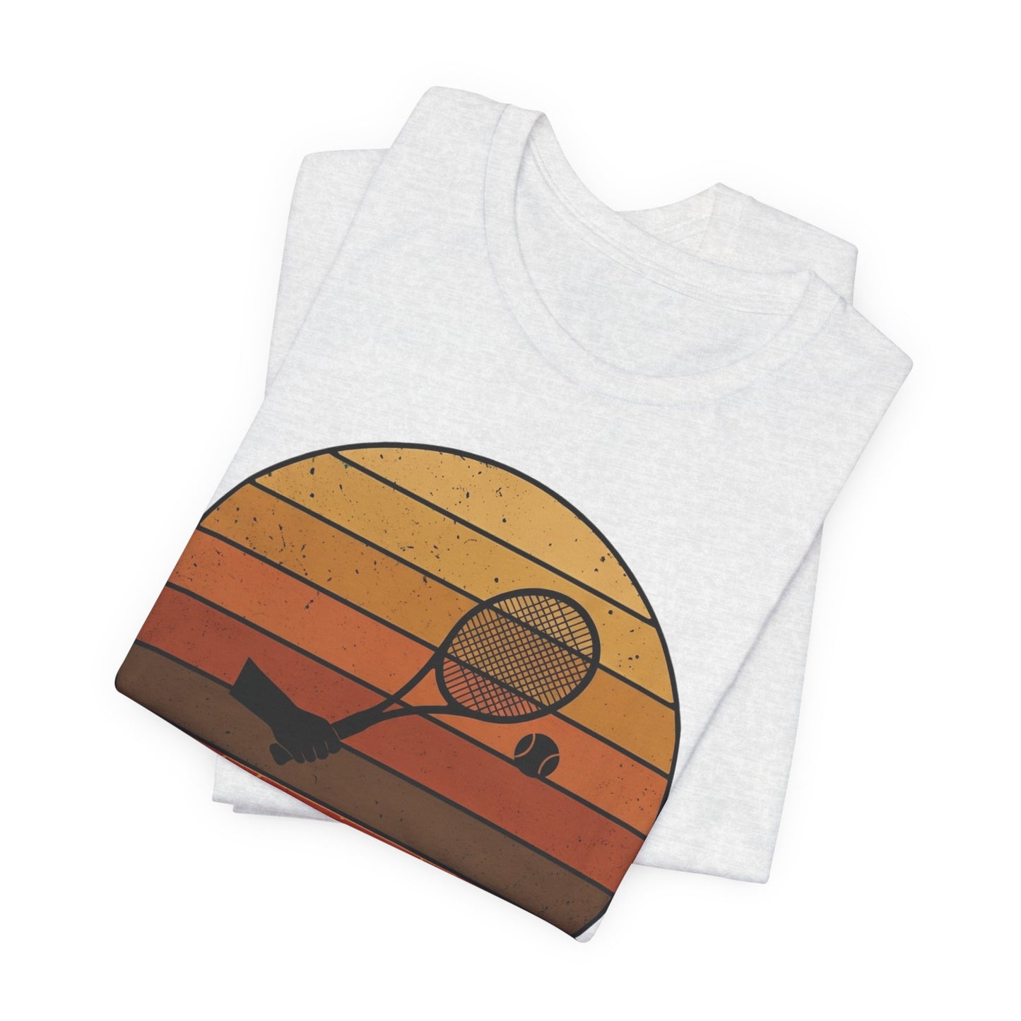 Retro Tennis Sunset Tee — Vintage Racket & Ball Graphic T‑Shirt