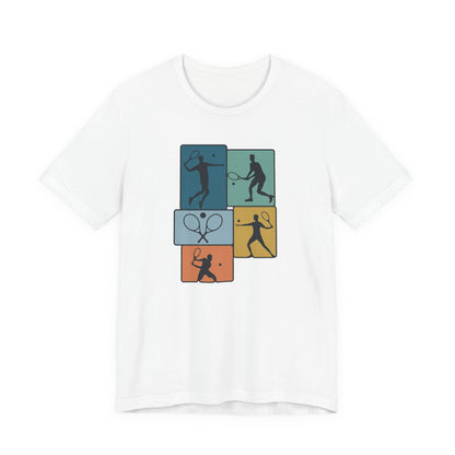 Tennis Silhouette Graphic Tee — Color Block Racket Players