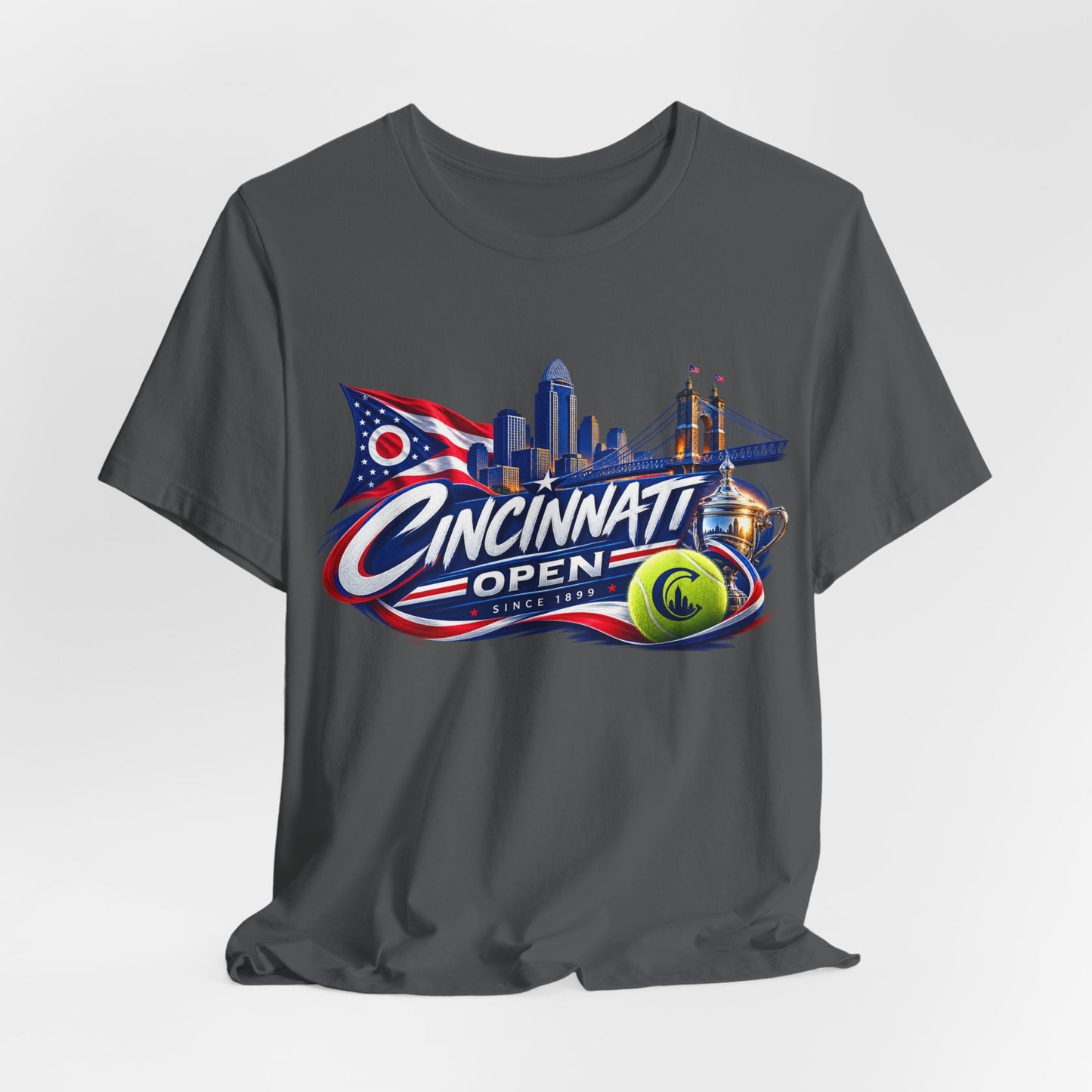 Cincinnati Open Tennis T‑Shirt – City Skyline & Tennis Ball Graphic