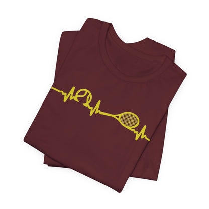 Tennis Heartbeat Tee — Minimal Tennis Racket ECG Graphic T-Shirt