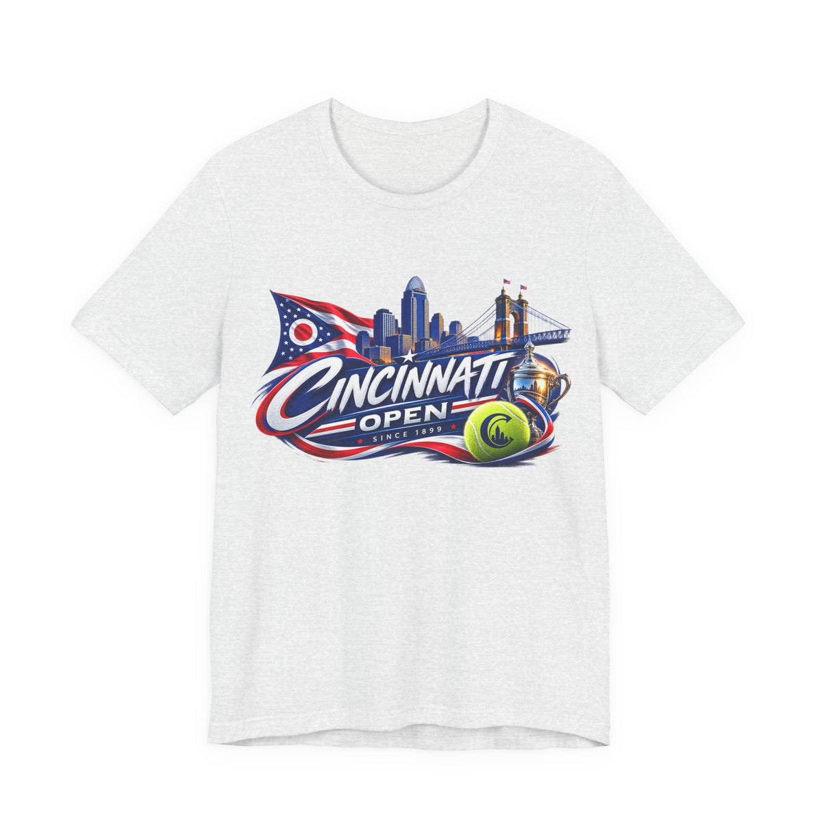 Cincinnati Open Tennis T‑Shirt – City Skyline & Tennis Ball Graphic