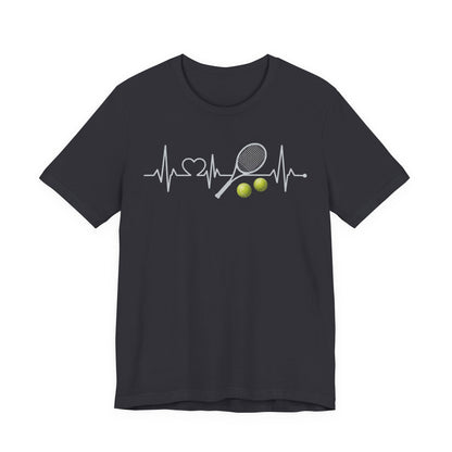 Tennis Heartbeat Tee – Racket & Tennis Ball Graphic Shirt