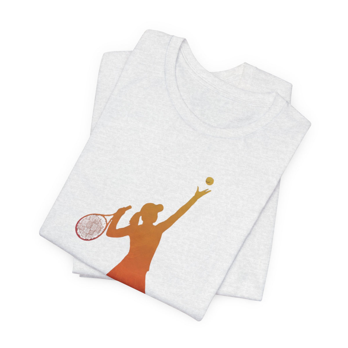 Tennis Serve Silhouette Tee — Gradient Female Tennis Player Graphic T‑Shirt