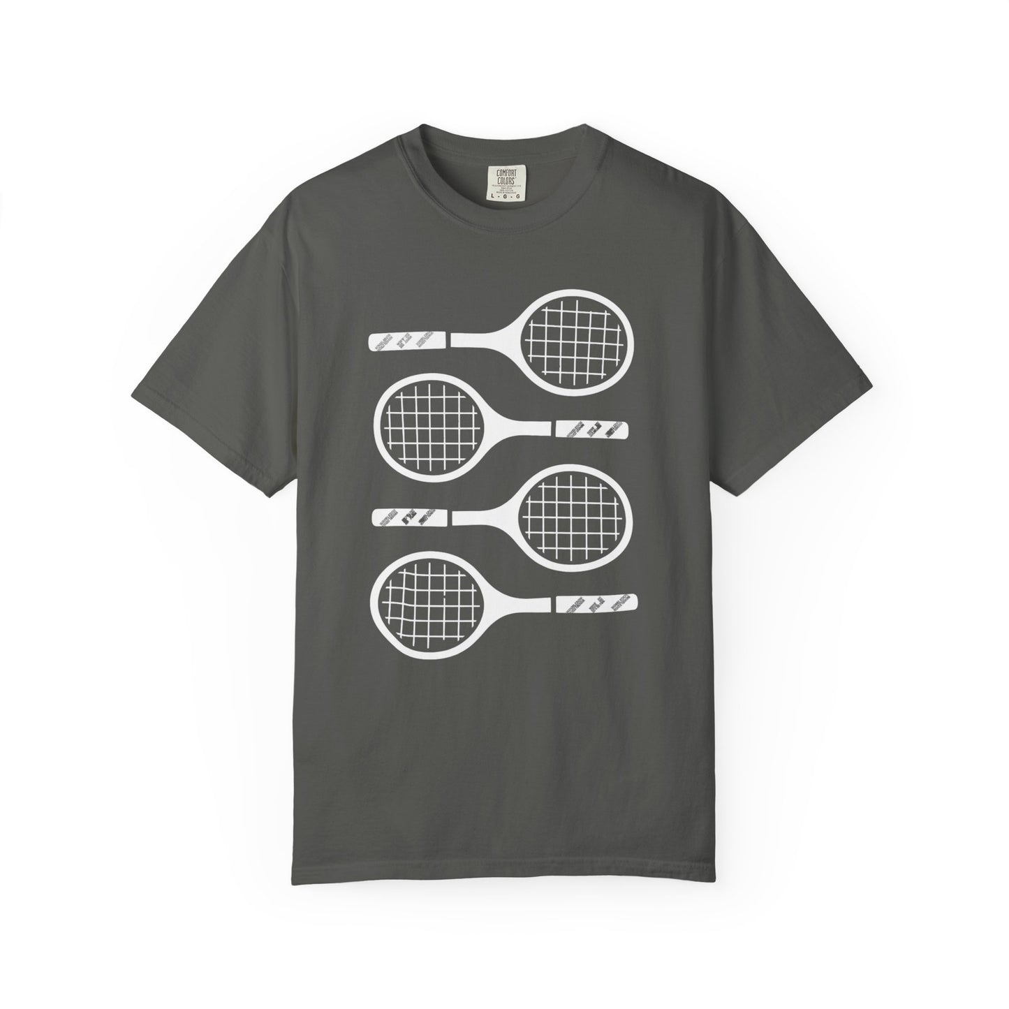 Tennis Rackets Graphic T-Shirt — Vintage-Inspired Garment-Dyed Tee