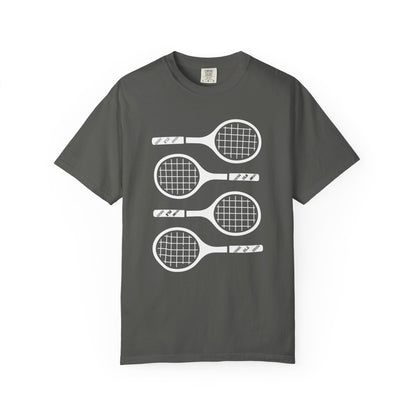 Tennis Rackets Graphic T-Shirt — Vintage-Inspired Garment-Dyed Tee