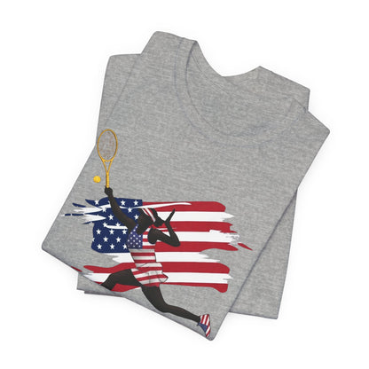 US Open 2026 Tennis T‑Shirt — American Flag Tennis Player Graphic Tee