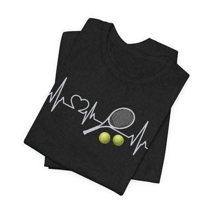 Tennis Heartbeat Tee – Racket & Tennis Ball Graphic Shirt