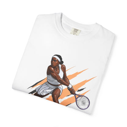COCO GAUFF Tennis Player Graphic T-Shirt — Dynamic Women's Tennis Art Tee