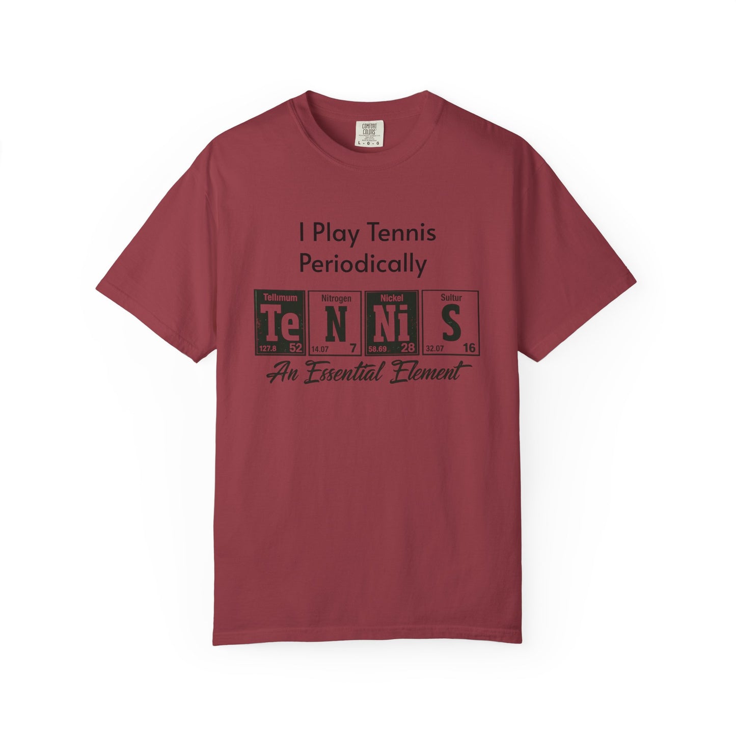 Tennis Periodically T‑Shirt — “An Essential Element” Chemistry Tennis Tee