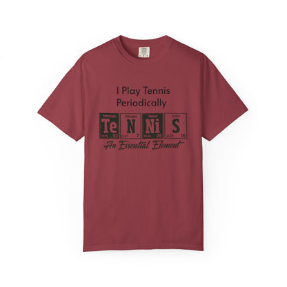 Tennis Periodically T‑Shirt — “An Essential Element” Chemistry Tennis Tee