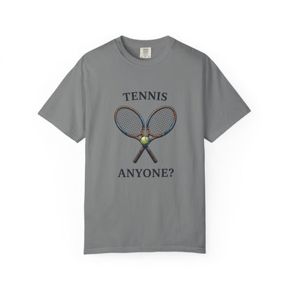Tennis Anyone? Graphic T-Shirt — Vintage Racket & Ball Tee for Tennis Players