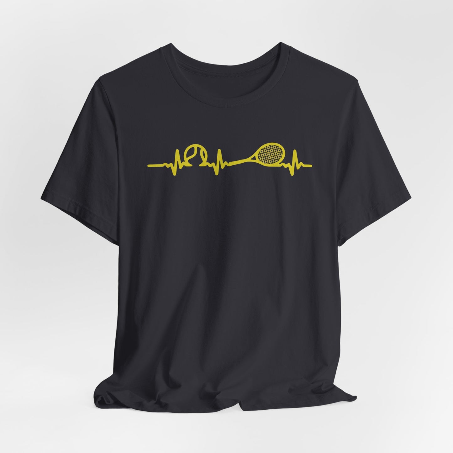 Tennis Heartbeat Tee — Minimal Tennis Racket ECG Graphic T-Shirt