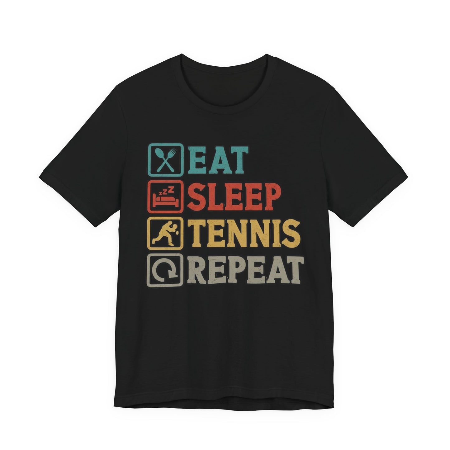 Tennis Tee — "Eat Sleep Tennis Repeat" Vintage Graphic Shirt