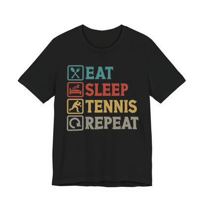 Tennis Tee — "Eat Sleep Tennis Repeat" Vintage Graphic Shirt