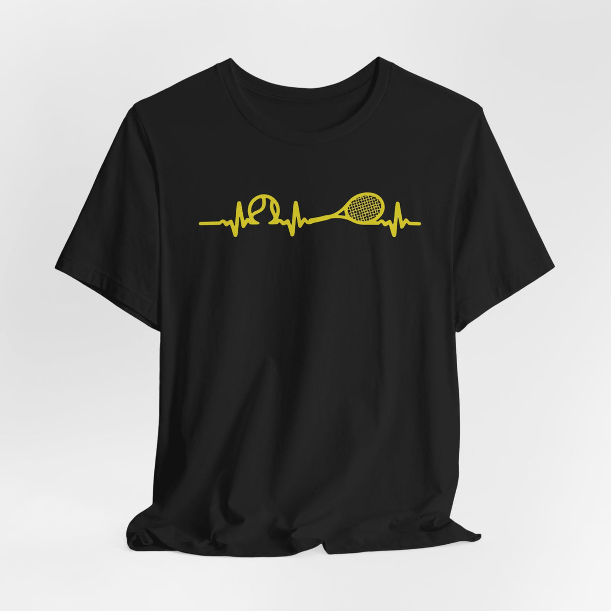 Tennis Heartbeat Tee — Minimal Tennis Racket ECG Graphic T-Shirt